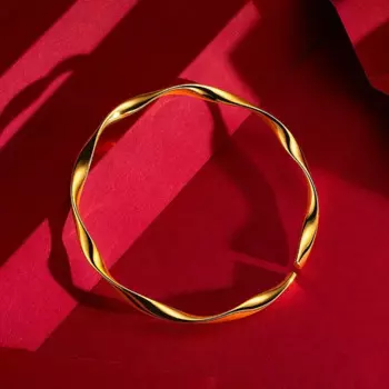 Настоящее золото 9999, желтое золото 24 карата, кольцо Мебиуса Love Eternal, браслет