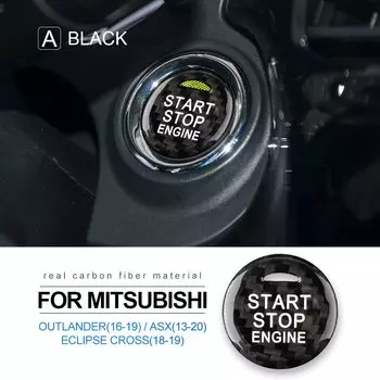 Настоящие жесткие наклейки из углеродного волокна для Mitsubishi Outlander ASX Eclipse Cross, кнопка запуска и остановки двигателя, наклейка на крышку зажигания