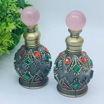 Натуральная прозрачная стеклянная бутылка для парфюма, маленькая бутылка для эфирного масла с розовым кристаллом, 15 мл