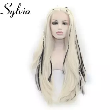 Натуральные Прямые парики Sylvia 613 # Colot, светлые синтетические парики на сетке спереди с тесьмой, термостойкие волосы из волокна для женщин