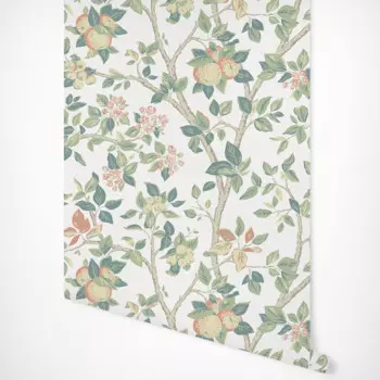 Натуральные современные обои Ingrid Мари pure, фотообои scnadinbird с яблочным деревом, белый цвет