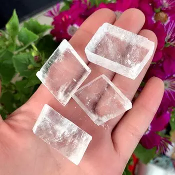 Натуральный белый желтый оптический кальцит Runyangshi