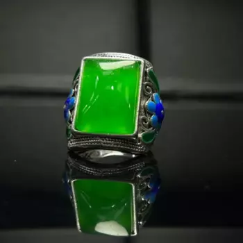 Натуральный идеальный ледяной зеленый нефритовое кольцо из Мьянмы с сертификатом