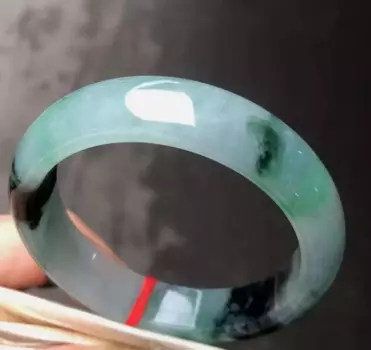 Натуральный класс AAA ледяной зеленый черный бирманский нефритовый браслет 58,5 мм