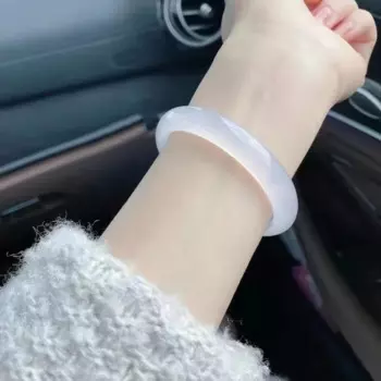 Натуральный ледяной браслет из агата, Женский плоский браслет с полосками, фиолетовый бразильский темпераментный браслет для молодых девушек, нефритовый браслет в старинном стиле, белый Ch