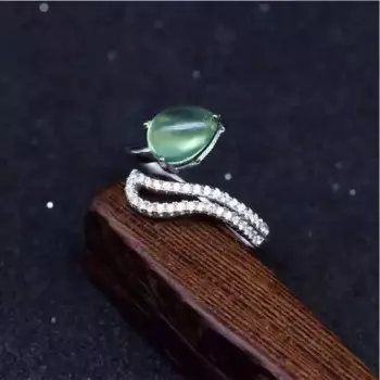 Натуральный пренит кольцо Бесплатная доставка Натуральный пренит женское кольцо 925 пробы серебро Драгоценные Размеры 6*8 мм