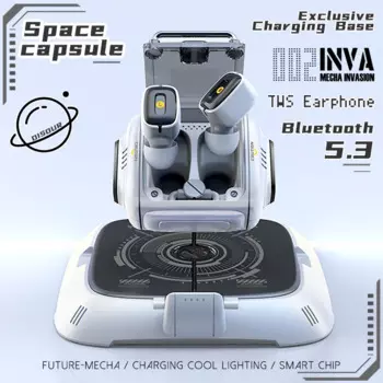 Наушники Mecha вторжение TWS BT 5,3, беспроводная гарнитура, проекция космических капсул, шумоподавление, будущее, беспроводные зарядные наушники MECHA