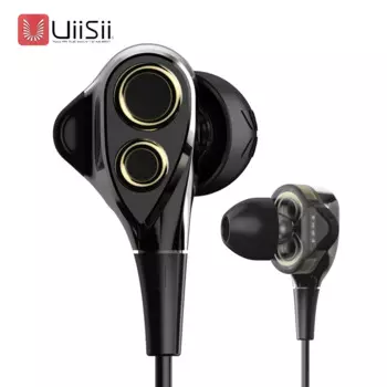 Наушники UiiSii BA T8 DT 200 с двойным динамическим приводом, Hi-Fi наушники-вкладыши с супер басами и микрофоном, шумоподавление для смартфонов