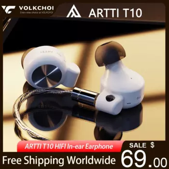 Наушники-вкладыши ARTTI T10, Hi-Fi наушники 14,2 мм, плоская гарнитура со съемным разъемом 0,78, 2 контакта, штекер 3,5/4,4 мм, наушники