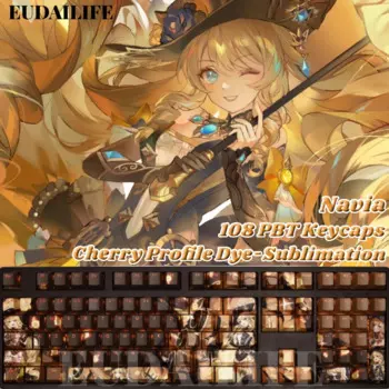 Navia 108 колпачок для клавиш Genshin Impact PBT, покрытие для механической клавиатуры