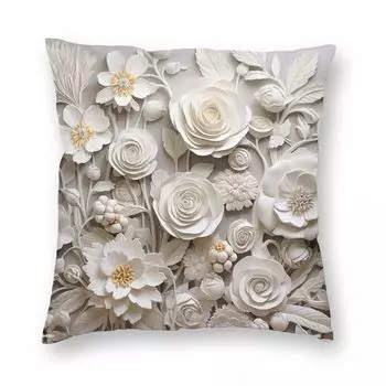 Наволочка 3D Розы белый полиэстер/хлопок 45x45