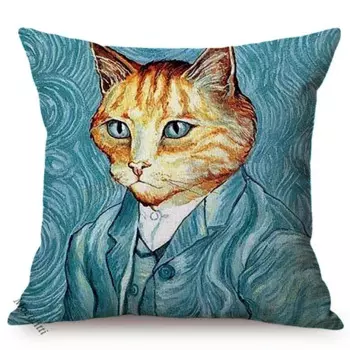 Наволочка 45x45 см, кот, полиэстер