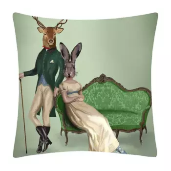 Наволочка 45x45 см, полиэстер, животные, печать