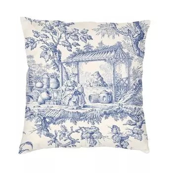 Наволочка De Jouy темно-синяя