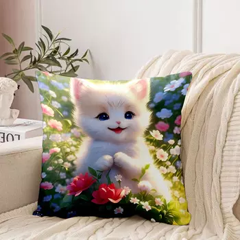 Наволочка из полиэстера с котом 40x40 см