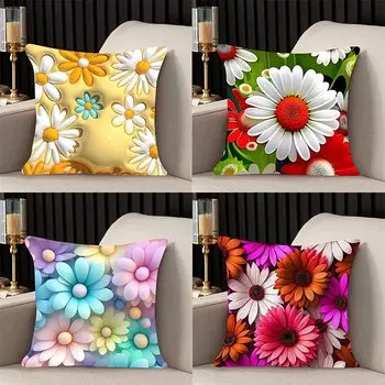 Наволочка полиэстер цветочный принт 40x40 см