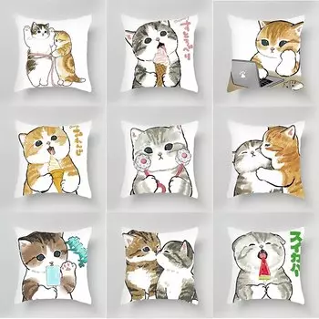 Наволочка с котом Полиэстер Велюр 40x40 см