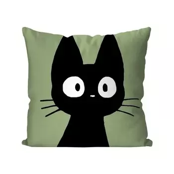 Наволочка с принтом черного кота 40x40 см