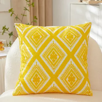 Наволочка с вышивкой efundeal 45x45 см полиэстер/хлопок листья