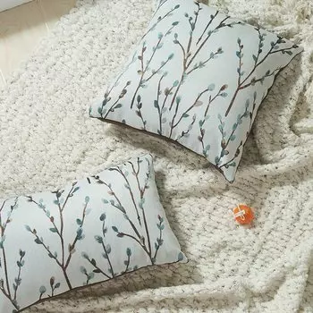 Наволочки с цветочным узором, лен/хлопок