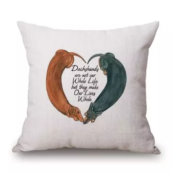 Наволочки YIERNINL с изображением такс, лен/хлопок 45x45 см