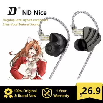 ND Nice флагманские гибридные наушники с толстым посеребренным покрытием HiF In Ear 0,75 мм 2-контактный интерфейс Проводные высококачественные микрофонные наушники