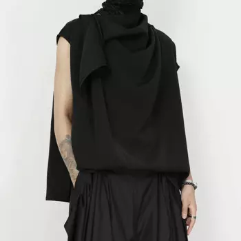 NDNBF yamamoto style homme, Новинка лета 2024, свободная рубашка без рукавов, с лямками, Pi Shuai, черный пуловер, рубашка