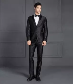 Недорогой Официальный Мужской Блестящий Синий Черный Серый Свадебный облегающий костюм для жениха стандартный мужской официальный костюм новейший дизайн пиджака и брюк