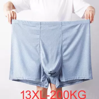 Негабаритное сетчатое нижнее белье из ледяного шелка, мужские трусы-боксеры большого размера, мужские дышащие летние трусы-боксеры 12XL, мужские трусы-боксеры