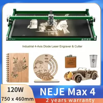 NEJE Max 4 80 Вт гравировальный станок для резки 4-осевой промышленный лазерный гравер резак Высокоэффективная импульсная энергия для превосходного изображения