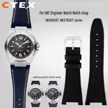 Нейлоновый кожаный нижний ремешок для часов IWC Engineering series IW500501 IW378507 IW323601 мужской ремешок для часов 28 мм холщовый браслет с выемкой