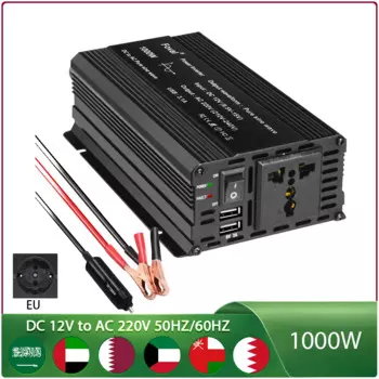 Немодулированный синусоидальный сигнал, преобразователь постоянного тока 12 В в 220 В-240 В, инвертор 1000 Вт, Преобразователь мощности Гц