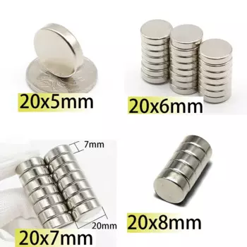 Неодимовые магниты N35 20x5 20x6 20x7 20x8, поисковые магниты с никелевым покрытием для холодильника, шарики «сделай сам», мощный генератор двигателя
