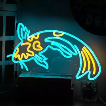 Carps светодиодный неоновая фотография, акриловая неоновая вывеска, USB-переключатель с регулировкой яркости для дома, спальни, гостиной, магазина, магазина, паба, настенное искусство, Декор