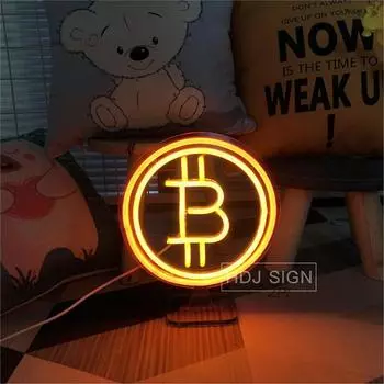Неоновая вывеска Bitcoin HDJSIGN