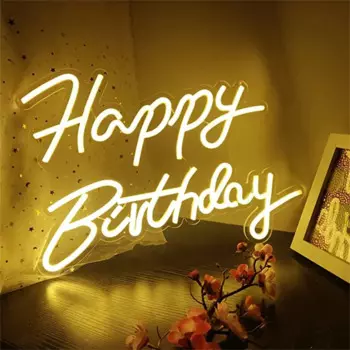 Неоновая вывеска Happy Birthday ineonlife теплый белый