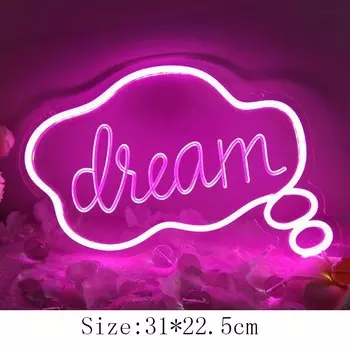 Неоновые фотообои "Good Night", "Hello Dream"