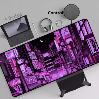 Неоновый ослепительный Удлиненный коврик для мыши для города, коврики для клавиатуры с скоростью игры, Настольный коврик, офисный коврик для мыши, коврик для мыши 900x400 мм