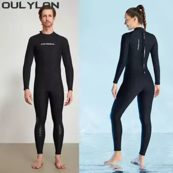 Неопреновый гидрокостюм Oulylan Equipment, 3 мм, цельный женский и мужской костюм для дайвинга с длинными рукавами, теплый купальник для подводной охоты и серфинга