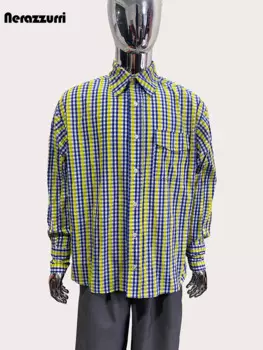 Nerazzurri весна осень крутой красавчик разноцветный разноцветный разноцветный кружевной пэчворк рубашка мужчины с длинным рукавом однобортный шик элегантная роскошная дизайнерская верхняя одежда мужчины 2024