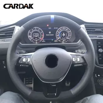 Нескользящая черная кожаная замшевая оплетка для Volkswagen Golf 7 VW Mk7 Polo Jetta Passat B8 Tiguan Sharan