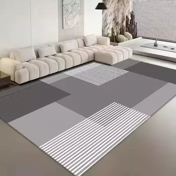 Нескользящий черный ковер для гостиной