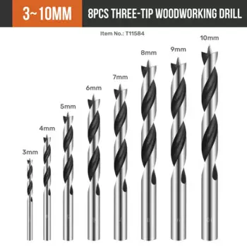 Набор сверл Hi-Spec для дерева 3/4/5/6/7/8/9/10 мм