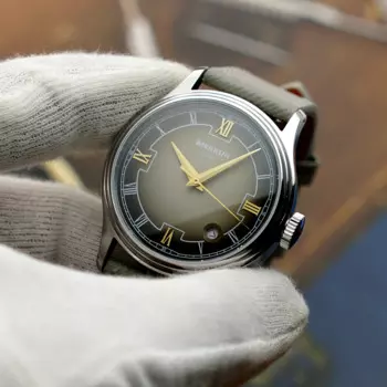 NEW Chinese Original MERKUR Handwinding Mechanical Gray Dial Retro Dress Watch Leather часы мужские наручные