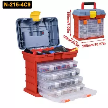 NEWACALOX 4-слойный пластиковый ящик для инструментов красный
