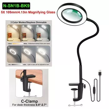 NEWACALOX Настольная лампа с лупой 5x