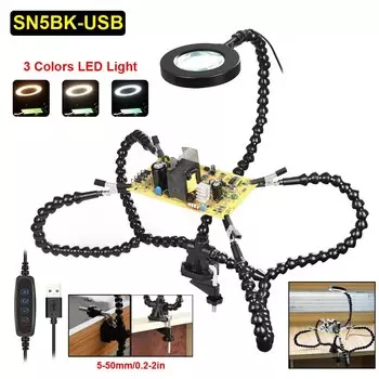 NEWACALOX Третья рука для пайки с лупой