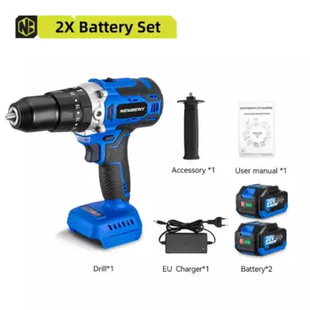 NEWBENY 13 мм Бесщеточная электрическая дрель 20 + 3, аккумуляторная эффективная многофункциональная электрическая отвертка для аккумулятора 18 В