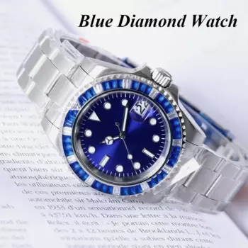 NH35 Часы Годинники в стиле синего бриллианта для мужчин Механические часы NH35 Автоматические часы Водонепроницаемые мужские часы из нержавеющей стали
