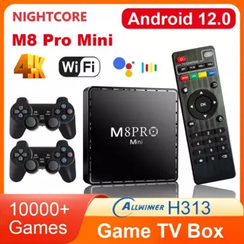 NIGHT M8 Pro Mini Game Box 4K HD 10000 Ретро-игры H313 TV Box Android 12 WiFi Игровая консоль Dual System TV Media Player